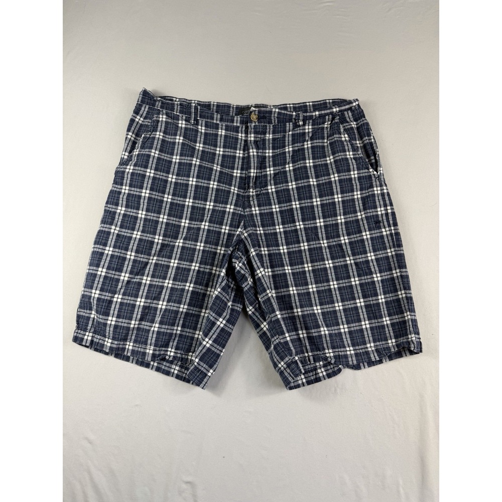Covington blue plaid cotton flat front shorts, men's 38